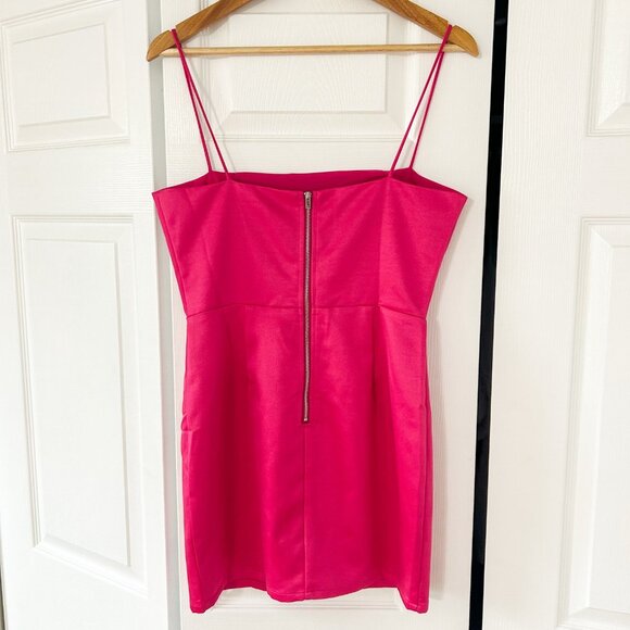 NWT Revolve More To Come Nory Hot Pink Satin Zip-Back Mini Dress Size Medium - Picture 3 of 8